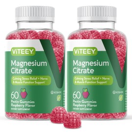 VITEEY Magnesium Gummies for Adults - 66mg of Magnesium Citrate Gummy for Calm, Sleep, Nerve & Muscle Function Support - Vegetarian, Gluten Free - 120 Count