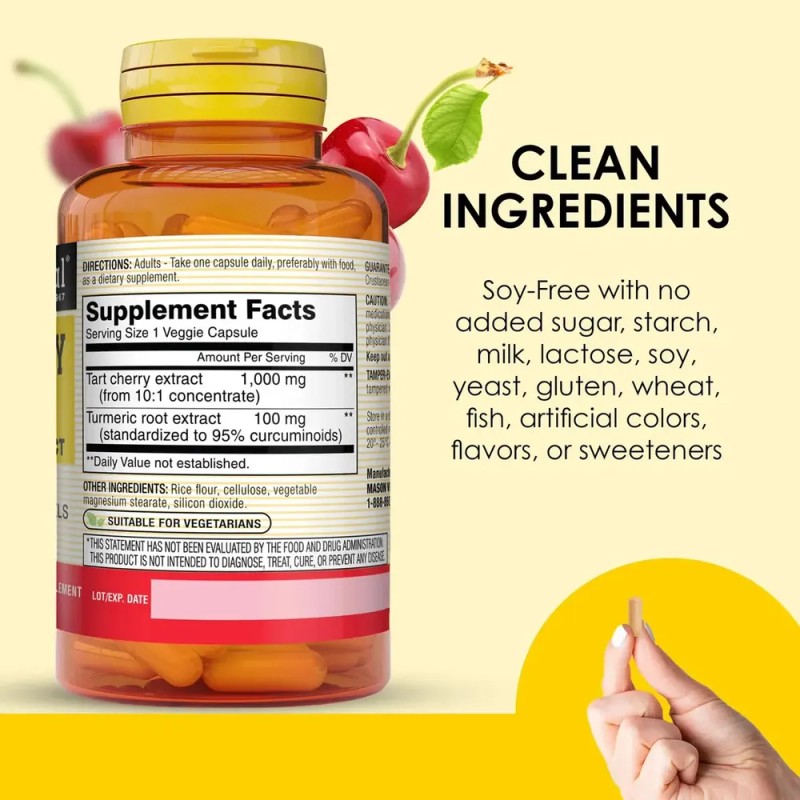 Mason Natural Extracto De Cereza Ácida 1000mg Con Cúrcuma