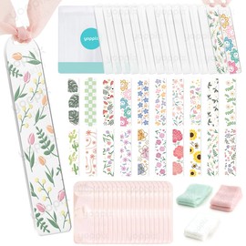 YOPPIX 15 Pieces Acrylic Bookmark Blanks (3mm) Thicken Clear Acrylic Bookmarks with 20 Pcs Floral UV DTF Sticker, 15 Pcs Ribbon, Bookmark Making Kit Suitable for DIY Your Crafts Gifts