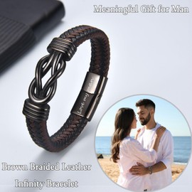 Gifts for Him, Engraved Leather Bracelet Gifts for Husband Boyfriend, Birthday Gifts Christmas Gifts Anniversary Valentines Gifts for Him, Romantic I Love You Gifts for Him Husband Boyfriend Soulmate