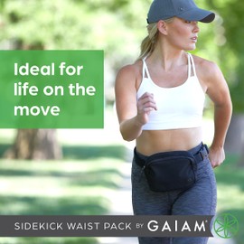 Gaiam Sidekick Waist Pack - Storage Belt Bag for Women and Men - Adjustable Belt with Lightweight Pouch for The Gym & Studio, Khaki, One Size, Gaiam Sidekick Waist Pack - Khaki