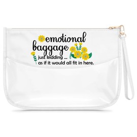 Funny Quotes Gift Funny Emotional Baggage Clear Makeup Bag Employee Appreciation Gifts for Women Friend Bff Bestie Teen Girls Cosmetic Bag Birthday Graduation Novelty Retirement Friendship Gifts