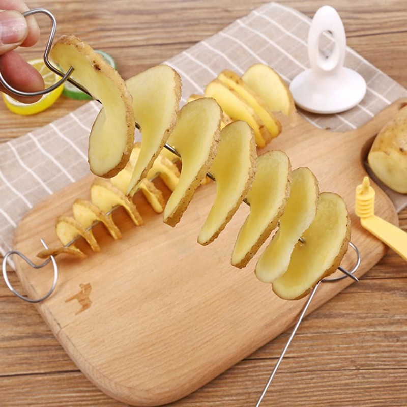2 Sets Spiral Potato Slicer Set- Handheld Manual Spiralizer for