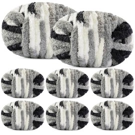 MABOZOO Chunky Chenille Yarn, 27 yds 8 oz Bulky Fluffy Yarn Chunky Plush Yarn for Home Décor Projects, Mixed Color Thick Plush Fuzzy Yarn for Hand Knitting, Arm Knitting(8Pcs, Grey, Coffee)