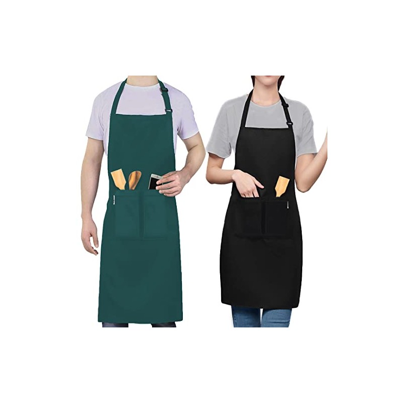 LEFUNDA® Pack of 2 Aprons, Waterproof Apron with 3 Pockets,