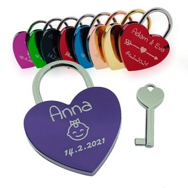 Love Lock with Engraving, Padlock Lock, Romantic Gift for Wife Husband Boyfriend Girlfriend for Valentine's Day, Wedding, Anniversary, Couple Love Gifts Anniversary