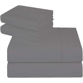 Trend Bedding Mart 4PC Sheet Set Grey Solid 100% Egyptian Cotton 600 Thread Count (King Sheet Set, Grey)