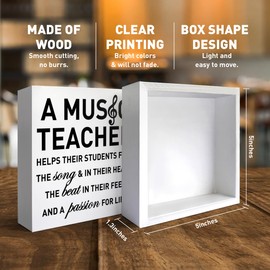 Music Teacher Appreciation Gift, Music Teacher for Women Men Thank You Gifts Music Piano Teacher Christmas Birthday Teacher's Day Gift, Wooden Box Sign Desk Decor