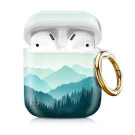 Compatiable with Airpod 1&2 Case,Hard Protective Shell with Keychain, Stylish Design AirPod Case Cover,Ideal for Women, Wireless Charging Supported(Beautiful Mountain Landscape)