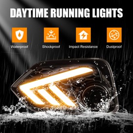 Fancemot LED Fog Lights White Daytime Running Lights (DRL) Amber Turn Signal Lights Blue Low Beam Lights Compatible with 2016-2021 Honda Civic Hatchback