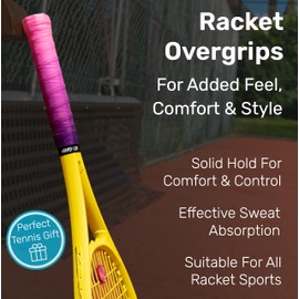 Get A Grip - Custom Tennis Racket Grip Tape - Anti-Slip/Quick-Drying Tennis Overgrips - Precut Badminton Racket Grip with Finishing Tape (Cascade, 1 Grip)