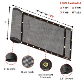 Dump Trailer Truck Mesh Tarp 7x22 ft,Double-Stitched Webbing Double Pockets,Thickened Brass Grommets for Tear Rust Resistance,Heavy-Duty Mesh Tarp for Truck Bed Cover,Uv-Protective,Breathable,Durable