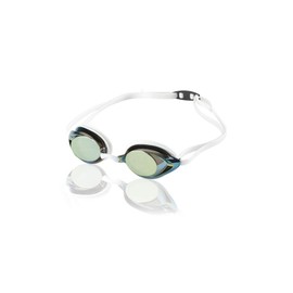 Speedo Anteojos De Natación Vanquisher 2.0 Con Espejo, Mascarilla Facial Unisex Adulto, Dorado/blanco, Talla Única