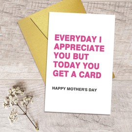 Qiliji Happy Mother's Day Card from Child, Funny Mother's Day Card for Her, Grateful Mothers Day Card for Mom Stepmom Mother-In-Law, Everyday I Appreciate You But Today You Get A Card