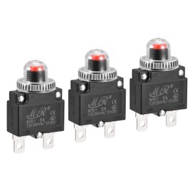 MECCANIXITY Circuit Overload Protector 5A AC125/250V DC32V Push Button Thermal Circuit Breaker for Air Compressor with Waterproof Caps 3pcs