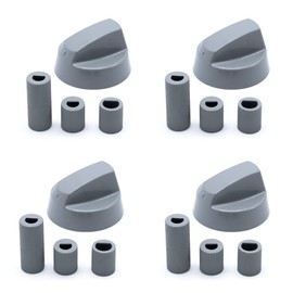 CABLEPELADO 4 x 4cm Diameter Universal Oven Cooker Gas Hob Knobs with Adaptor - Grey