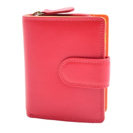 A1 FASHION GOODS Womens Soft Leather Purse Multicoloured Mid-Sized Cards ID Notes Coins RFID Safe Madam (Red/Multi)