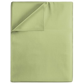 Full Size Flat Bed Sheet - Hotel Luxury Single Flat Sheet Only - Wrinkle Free & Fade Resistant Flat Sheet - Extra Soft, Comfy & Breathable Sheet for Women & Men - Light Olive Green Flat Sheet Only