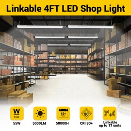 GT-Lite 4FT 5000 Lumen LED Shop Light 55W, Linkable T8 Shop Lighting, Link Up to 17, Easy to Install, for Garage, Workshop, ETL Listed, Total 30,000LM/330W 2-Pack (2)