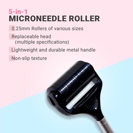 WEbomtime Derma Roller Kit 5-in-1, 0.25mm Microneedle Roller&Ice Roller for Face, body, scalp, beard and cooling all done in one go & sturdy handle