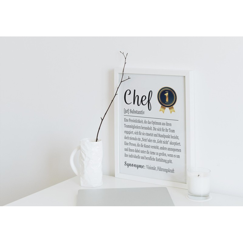PURESIZE Chef Gift Funny DIN A4 Picture with Frame (Black),