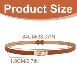 AOEVUIR 1 x Women's Classic Plain Alloy Twist Lock Adjustable Thin Belt Suitable for Dress Decoration Jeans Women's Gifts, multicoloured