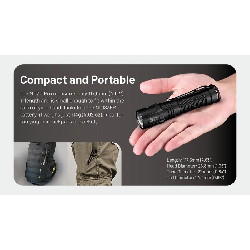 Nitecore MT2C Pro High Output Compact Flashlight- 1,800 Lumens w/
