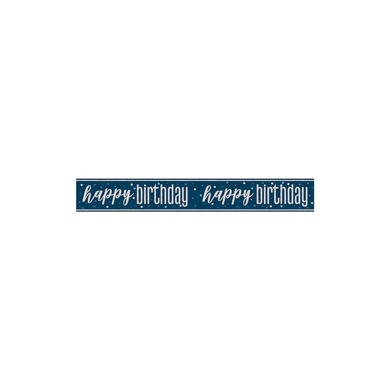 Unique 82546 Foil Happy Banner-2.74 m-Glitz Blue Birthday Party-1 Count