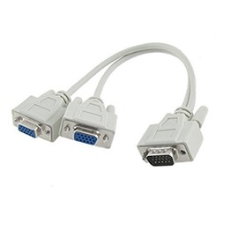 Water & Wood White 1 PC to 2 VGA SVGA Monitor Y Splitter Cable Lead 15 Pin
