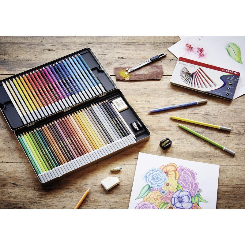 STABILO Chalk-Pastel Pencil CarbOthello - Pack of 3 - Viridian