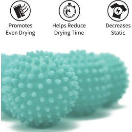 S&T INC. Reusable Laundry Dryer Balls, Soften and Fluff Laundry, Blue, 2.5 in, 6 Pack