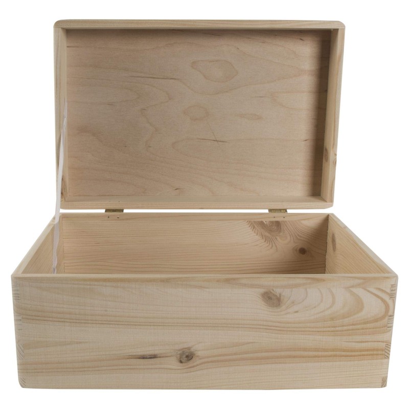 Wooden Storage Box Rectangular Unpainted Craft Box 29.5 x 19.5