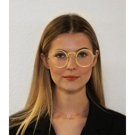 BLUELESS Oversized Round Reading Glasses Women Men Vintage Readers (Yellow, 1.75)