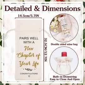 New Job Gifts Wine Bag - New Beginning Pairs Well with A New Chapter of Your Life Wine Gift Bag, Reusable Drawstrings Wine Bags Leaving Retirement Gift for Women Men Colleague Boss Friends Coworker