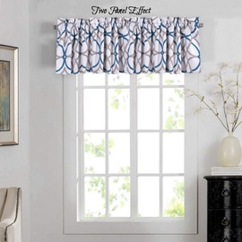 H.VERSAILTEX Blackout Curtain Valances for Kitchen Thermal Insulated Window Valances for Living Room Rod Pocket Short Curtain 1 Panel, 52x18 inch, Teal and Taupe