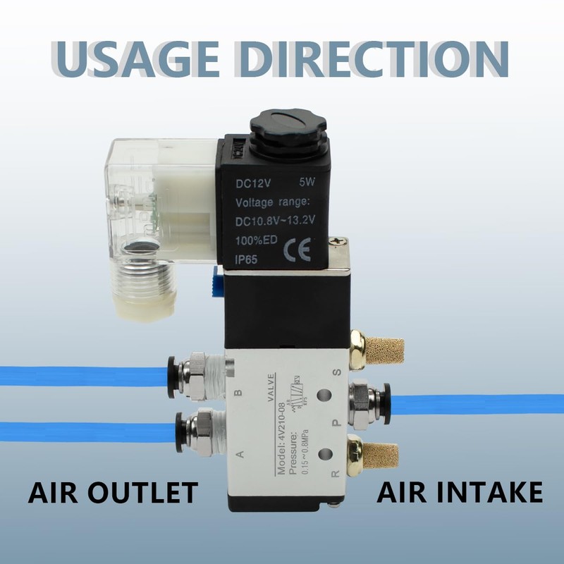 Innfeeltech 1 Pcs Electrical Pneumatic Solenoid Valve 4V210-08-DC12V 5 Way