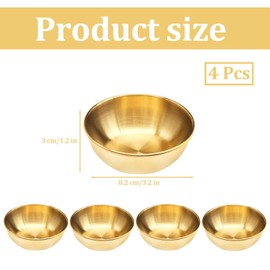 4 Pcs Gold Stainless Steel Sauce Dip Bowls, Small Soy Sauce Dish Appetizer Plates, Sushi Seasoning Dipping Bowl