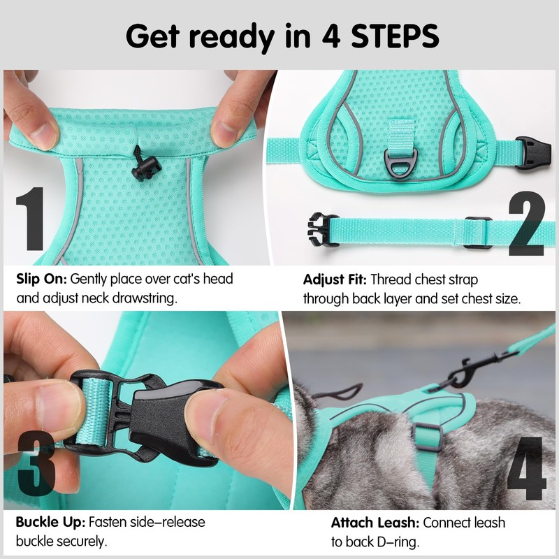 Dotoner Escape Proof Cat Harness and Leash Set Adjustable Soft