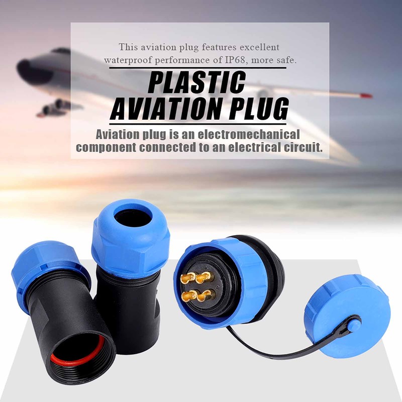 SP21 IP68 4Pin Waterproof Plastic Aviation Plug Socket Cable in