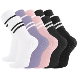 SNONESIY 5 Pairs Stopper Socks Women's Socks Compatible with Pilates Socks Yoga Socks Non-Slip Socks Women's Strong Wrapping Power Soft and Breathable Pilates Socks with Nubs Yoga Fitness, orange