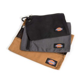 Dickies Set of 3 Small Canvas Utility Pouches, Zippered, for Organizing Small Tools and Fasteners, Grey/Tan/Black