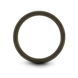 Midnight Rose Collection Tungsten Wedding Band Ring 6mm for Men Women 18k Rose Gold Grey Plated Flat Cut Gunmetal Brushed Polished Size 11