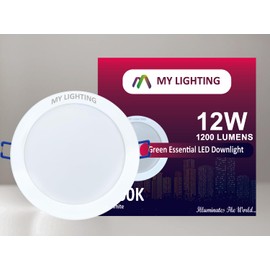 My Lighting LED Ceiling Downlights,Recessed Downlights,Cool White 6500K, Round Non-Dimmable Downlight, IP20 Downlights, (12W LED Downlight, Pack of 4)