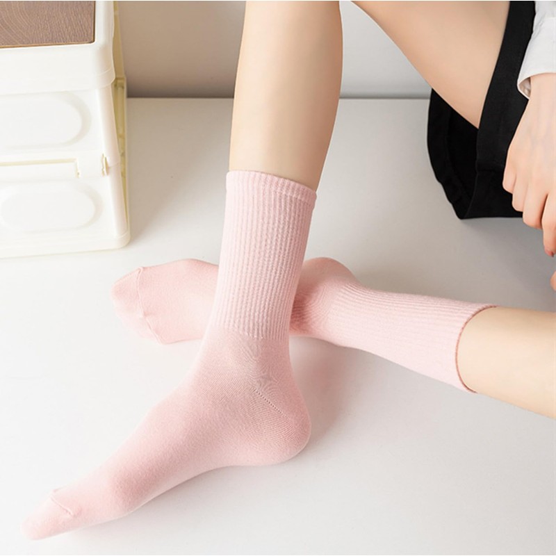 Remorty Womens Colorful Basic Sock -Unique Knit Cotton Crew Socks