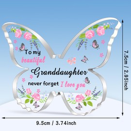 TTOVEN Granddaughter Gifts Granddaughter Birthday Gifts Graduation Gifts for Granddaughter Beautiful Butterfly Acrylic Plaque-To My Beautiful Granddaughter