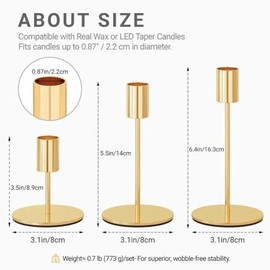 zeochyni - Juego de 6 portavelas cónicos de oro francés, portavelas para decoración de mesa o repisa, centro de mesa, boda, cena, fiesta, decoración del hogar