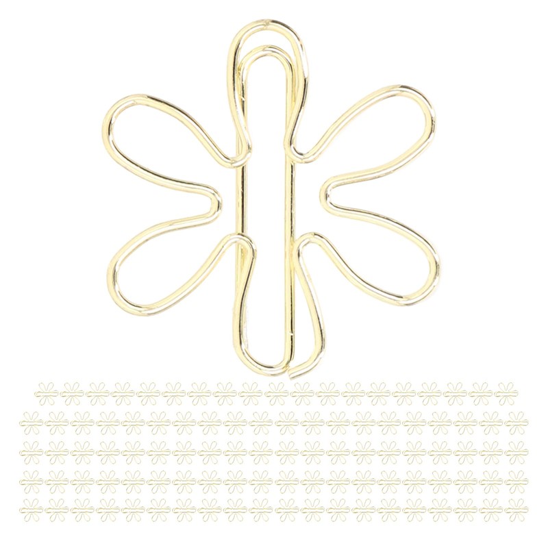Yosoo 100Pcs Gold Metal Paper Clips, Cute Flower Shape, Anti