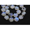 Natural White Rainbow Moonstone Hexagon Beads - 20 Pieces, Faceted,