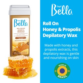 Depil Bella Brazilian Roll On Wax Honey and Propolis Depilatory | Body Waxing, Hair Removal Wax-Cartridge | For Men and Women | Home Self Waxing | Sensitive Skin | Dermatologically Tested | Painless