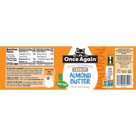 Once Again Natural, Crunchy Almond Butter - Salt Free, Unsweetened - 16 oz Jar